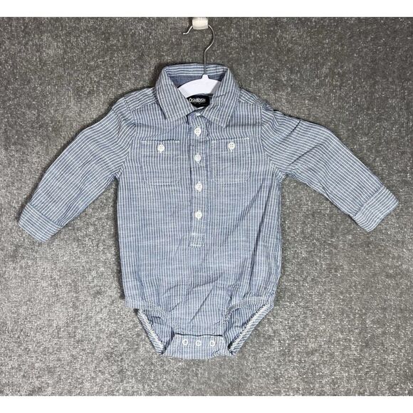 OshKosh B'gosh Other - Oshkosh‎ Bgosh Chambray Striped One Piece Boys Size 18M Blue Cotton Long Sleeve